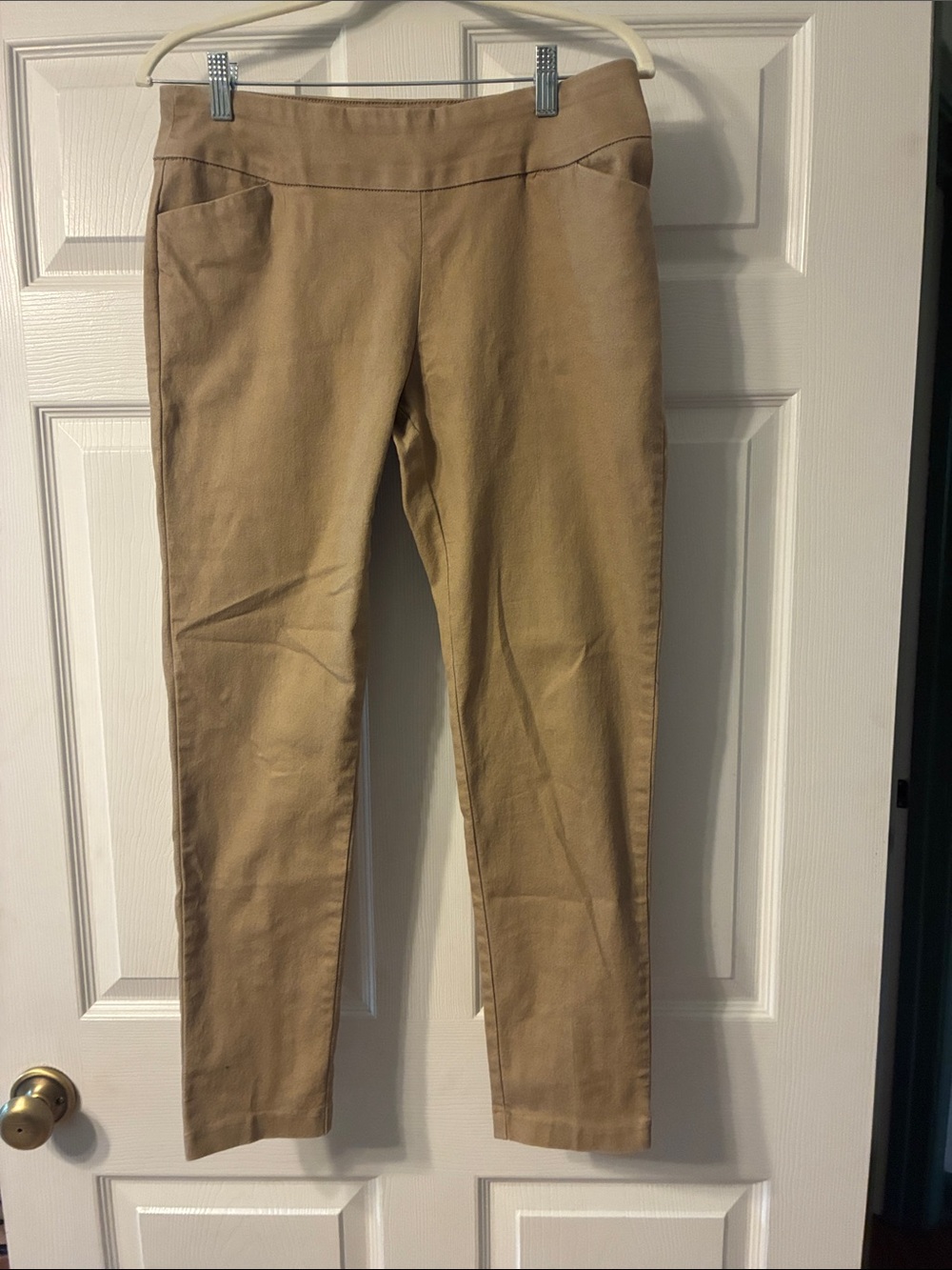 Slim Pull-On Skinny Pants in Tan